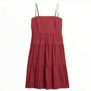 Gap Red Clay Tiered Cotton Midi Dress Size 12 Cami Casual